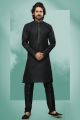 Black Cotton Kurta Pajama (NMK-6431)