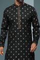 Black Cotton Mens Kurta Pajama (NMK-6218)