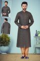 Black Cotton Silk Jaquard Casual Kurta for Mens (NMK-4847)