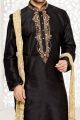 Black Dupion Art Silk Regular Kurta Pajama (NMK-3039)