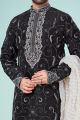 Black Dupion Silk Kurta Pajama for Men (NMK-4838)