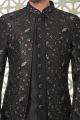 Black Embroidered Art Silk Indo Western for Men (NMK-7654)