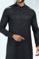 Black Fancy Silk Kurta Pajama (NMK-6747)