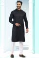 Black Fancy Silk Kurta Pajama (NMK-6747)