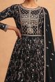 Black Faux Georgette Anarkali Salwar Kameez (NWS-7003)