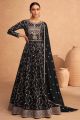 Black Faux Georgette Anarkali Salwar Kameez (NWS-7003)