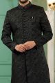 Black Imported Jaquard Silk Indo Western (NMK-7146)