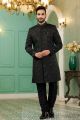 Black Imported Jaquard Silk Indo Western (NMK-7146)