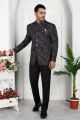 Black Imported Jaquard Silk Indo Western (NMK-7217)