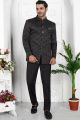 Black Imported Jaquard Silk Indo Western (NMK-7221)