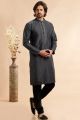 Black Jaquard Art Silk Kurta Pajama (NMK-7918)