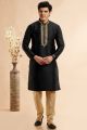 Black Jaquard Art Silk Kurta Pajama (NMK-7928)