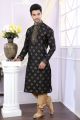 Black Jaquard Mens Kurta Pajama (NMK-4070)