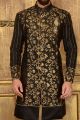 Black Jaquard Silk Brocade Indo western (NMK-3591)