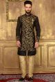 Black Jaquard Silk Brocade Indo western (NMK-3591)