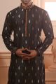 Black Jaquard Silk Brocade Kurta Pajama (NMK-4508)