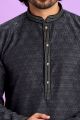 Black Jaquard Silk Kurta Pajama (NMK-7572)