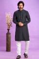 Black Jaquard Silk Kurta Pajama (NMK-7572)