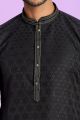 Black Jaquard Silk Kurta Pajama (NMK-7575)