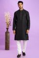 Black Jaquard Silk Kurta Pajama (NMK-7575)