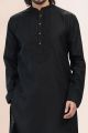 Black Linen Cotton Kurta Pajama (NMK-6737)