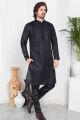 Black Linen Cotton Kurta Pajama (NMK-7582)