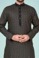 Black Printed Cotton Silk Kurta Pajama (NMK-4830)