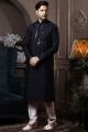 Black Silk Kurta Pyjama (NMK-6041)