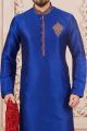 Blue Art Banarasi Silk Casual Kurta Pajama (NMK-3979)