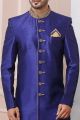 Blue Art Banarasi Silk Indo Western for Men (NMK-5973)