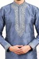 Blue Art Banarasi Silk Kurta Pajama for Men (NMK-7011)