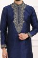 Blue Art Banarasi Silk Kurta Pajama for Men (NMK-7023)