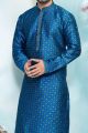 Blue Art Banarasi Silk Kurta Pajama (NMK-4931)