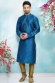 Blue Art Banarasi Silk Kurta Pajama (NMK-4931)