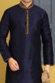 Blue Art Banarasi Silk Kurtas for Men (NMK-3686)