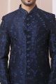 Blue Art Banarasi Silk Mens Indo Western (NMK-5964)