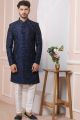 Blue Art Banarasi Silk Mens Indo Western (NMK-5964)