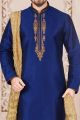 Blue Art Banarasi Silk Mens Kurta Pajama (NMK-3991)