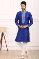 Blue Art Banarasi Silk Mens Kurta Pajama (NMK-7019)