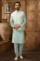 Blue Art Banarasi Silk Nehru Jacket (NMK-6308)