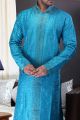 Blue Art Dupion Kurta Pajama for Men (NMK-1468)