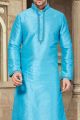 Blue Art Dupion Kurta Pajama (NMK-2949)