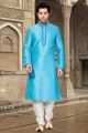 Blue Art Dupion Kurta Pajama (NMK-2949)