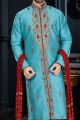 Blue Art Dupion Kurta Pajama (NMK-3407)