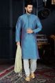 Blue Art Dupion Mens Kurta (NMK-3442)