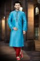 Blue Art Dupion Regular Kurta Pajama (NMK-3766)