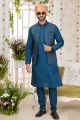 Blue Art Silk 3 piece Jacket Set (NMK-7973)