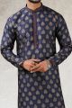 Blue Art Silk Casual Mens Kurta Pajama (NMK-5859)