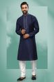 Blue Art Silk Kurta Pajama (NMK-6420)