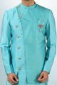 Blue Art Silk Mens Indo Western (NMK-5816)